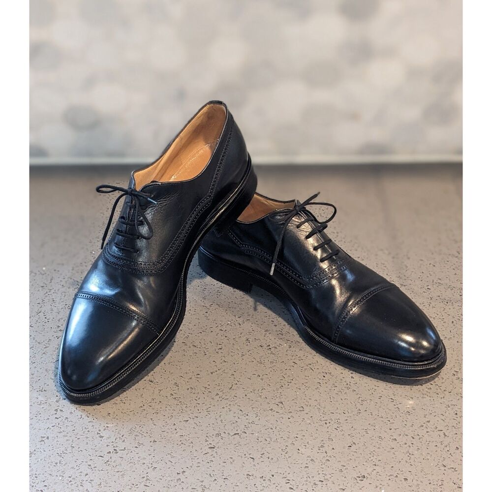Gravati Black Cap Toe Oxford Dress Shoes Men’s 12W Made in Italy